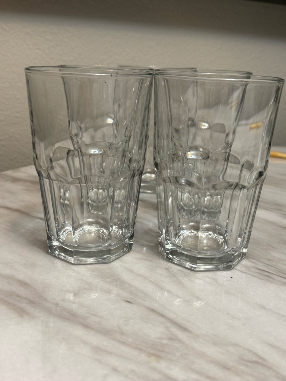 Clear panel 5.5” Geometric Faceted Tumblers Set of 5 Contemporary Glasses